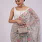 NEW BEUTIQUE STYLE TRENDING MULTI THREADS EMBROIDERED SAREE UNIQUE OUTFIT ON ORGANZA WITH BLOUSE.