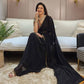 DESIGNER WEAR BLACK MAGIC FAUX GEORGETTE SAREE WITH HEAVY SEQUANCE EMBROIDERED WORK BLOUSE.
