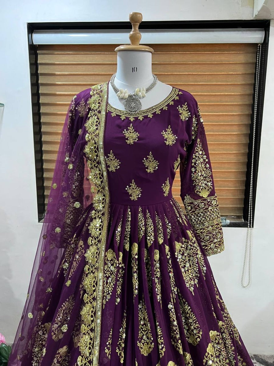 Launching New Designer Party Wear Look Fancy Gown & Dupatta Set.