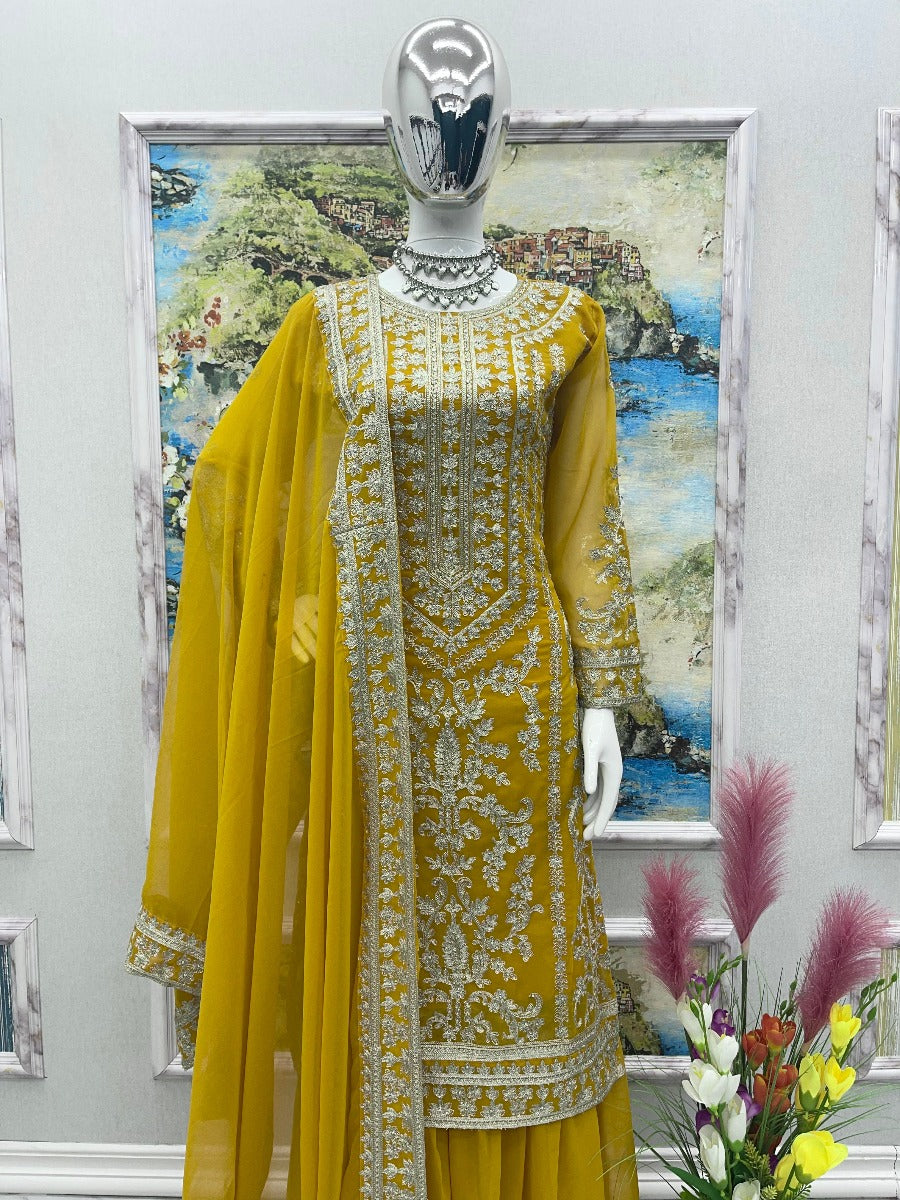 Launching New Designer Party Wear Look Top Plazzo & Dupatta Set.