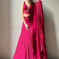 Presenting New Designer Wedding Pink Lehenga -Choli Collaction In Gorgette Embroidery Sequence Work.