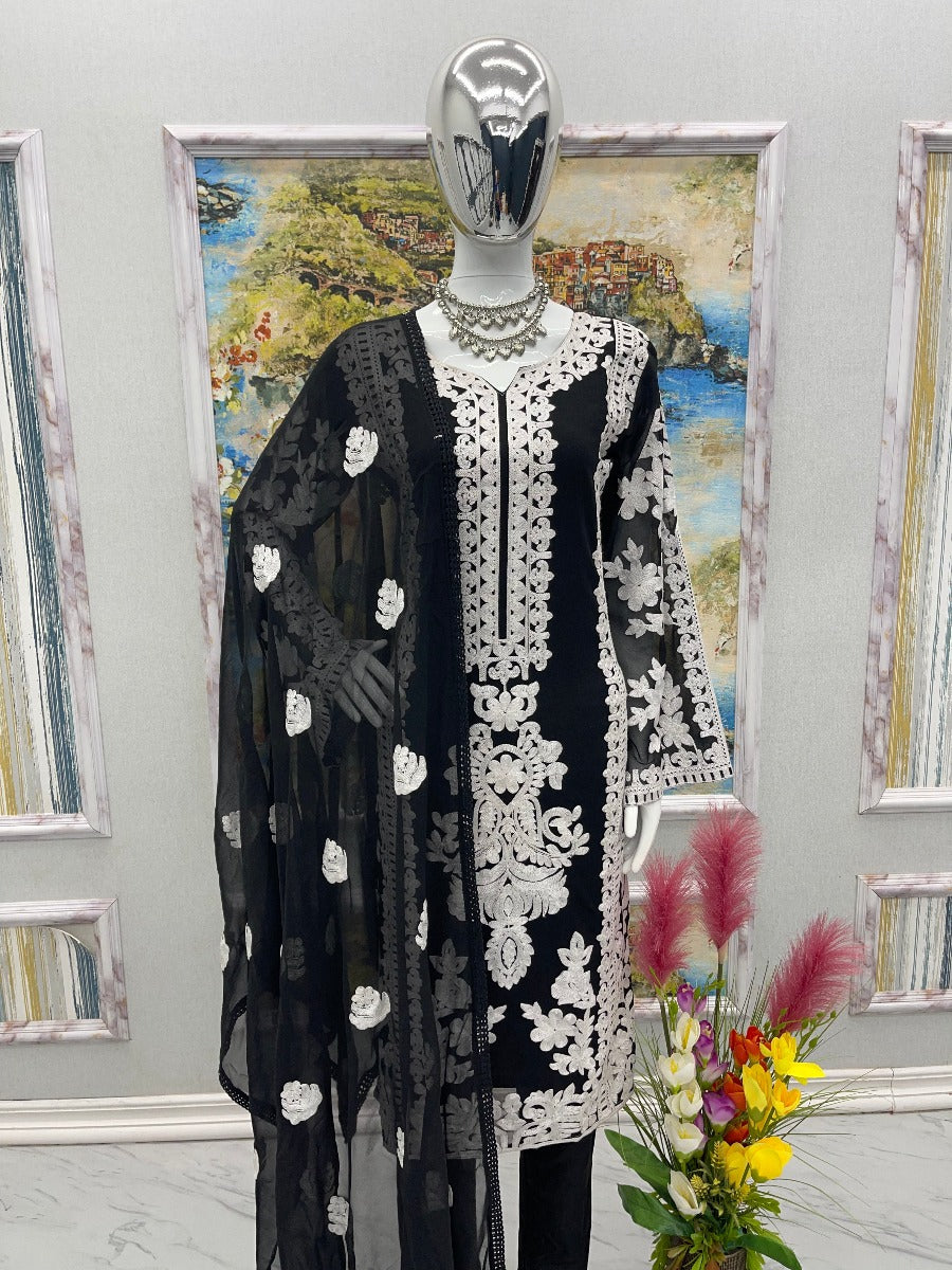 PRESENTING NEW EMBROIDERY WORK STUNNING LOOK SUIT - BOTTOM WITH DUPATTA COLLATION.