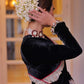THIS WINTER WEDDING SEASON DESIGNER WEAR BLACK VELVET SAREE WITH CORDING SEQUANCE EMBROIDERED LACE WORK WITH BLOUSE