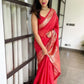 Launching Red Panel Lichi Silk Banarasi Saree.