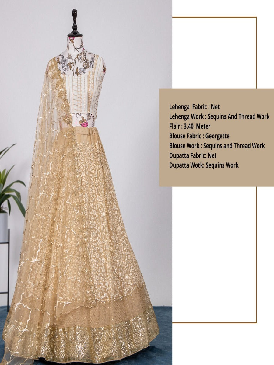 Launching Designer Wedding Wear Look Like Our Cream Lehenga Teamed With A Choli In Sequins Embroidery.