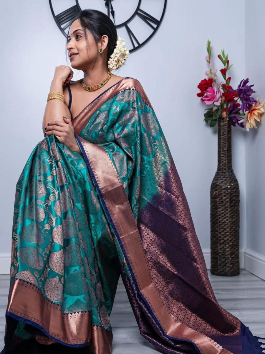 PRESERNTING LICHI SILK BANARASI SAREE WITH GOLD WEAVING.