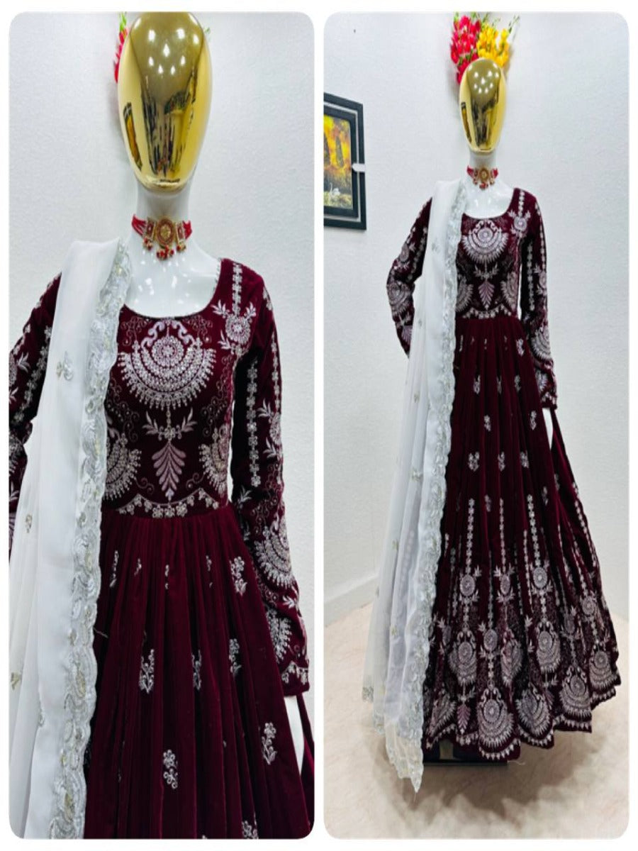 Buy Wine Net Embroidered Sequins Gown For Girls by Samyukta Singhania  Online at Aza Fashions.