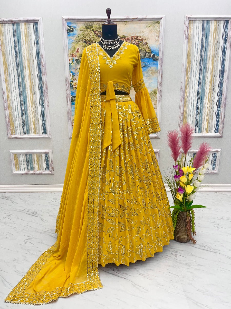 Presenting New Designer Fancy Dubal Sequence Embroidery Work Lehenga -Choli Collaction.