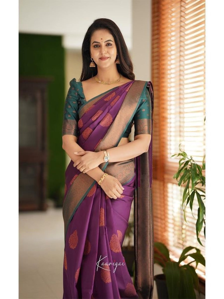 NEW LAUNCHING LICHI SILK BANARASI SAREE WITH COPPER WEAVING.