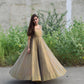 PRESENTING NEW BRONZE GOLD LAMA ANARKALI GOWN & DUPPTA SET.