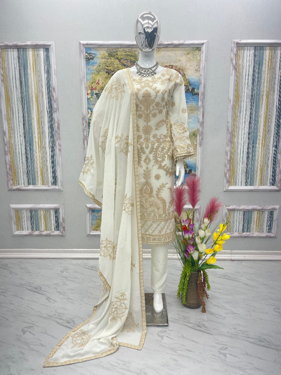 Launching New Designer Wedding Wear Look Fancy Kurti-Bottom & Dupatta Set.