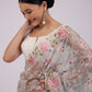 NEW BEUTIQUE STYLE TRENDING MULTI THREADS EMBROIDERED SAREE UNIQUE OUTFIT ON ORGANZA WITH BLOUSE.