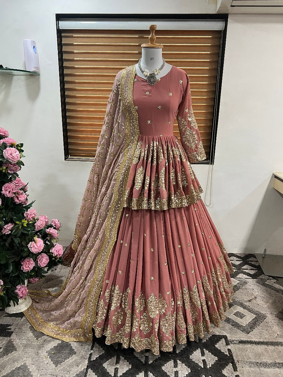 Launching New Designer Wedding Wear Look Faux Georgette Top-Lehenga & Dupatta Set.