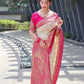 SPECIAL TRUSER WITH RANI COMBINATION PANEL FIGURES LICHI SILK BANARASI SAREE.