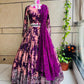 Stunning Wine Color Gorgette With Embroidery Siquns Work Lehenga Choli