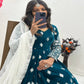 Launching New Designer Wedding Wear Look Velvet Gown - Bottom & Dupatta Set.