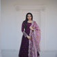 Launching New Premium Designer Party Wear Look Zari-Thread & Sequins Embroidery Sequence Work Gown & Dupatta.