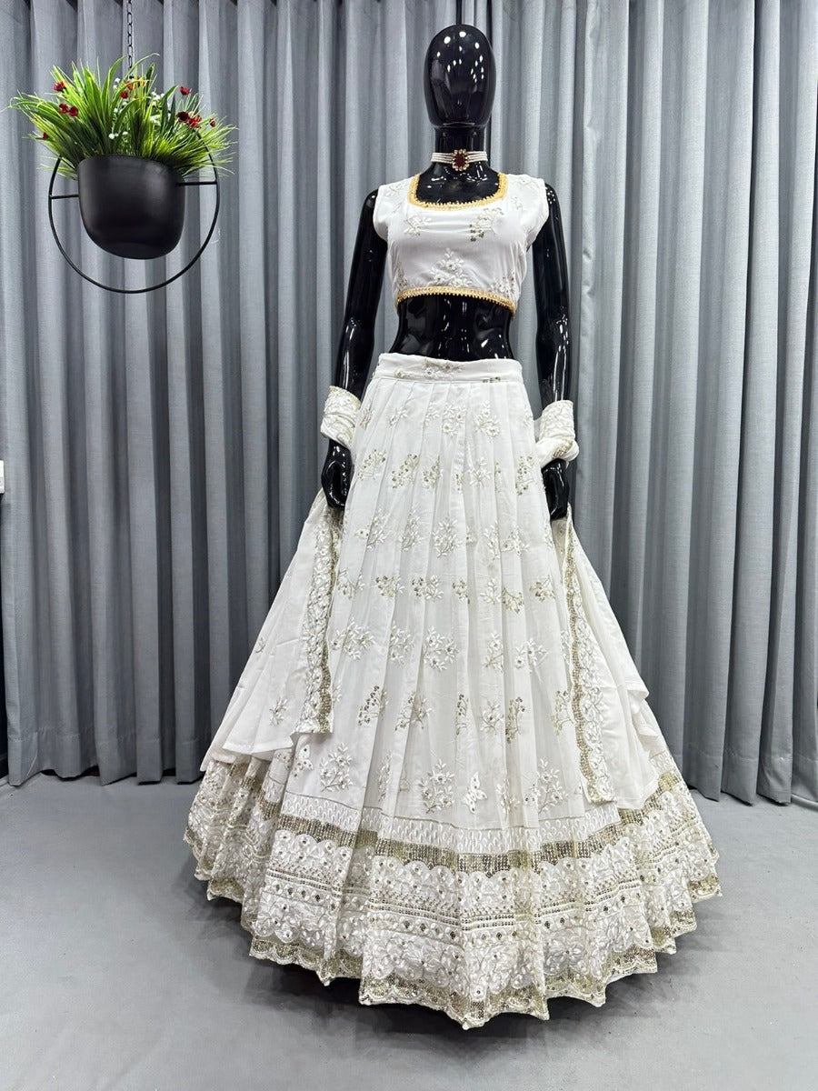 Presenting New Designer Lehenga -Choli Collaction In Gorgette Embroidery Sequence Work.