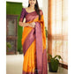 LAUNCHING POOJA AND HALDI SPECIAL LICHI SILK SAREE WITH COPPER WEAVING ALL OVER.