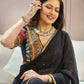 DESIGNER WEAR BLACK MAGIC FAUX GEORGETTE SAREE WITH HEAVY SEQUANCE EMBROIDERED WORK BLOUSE.