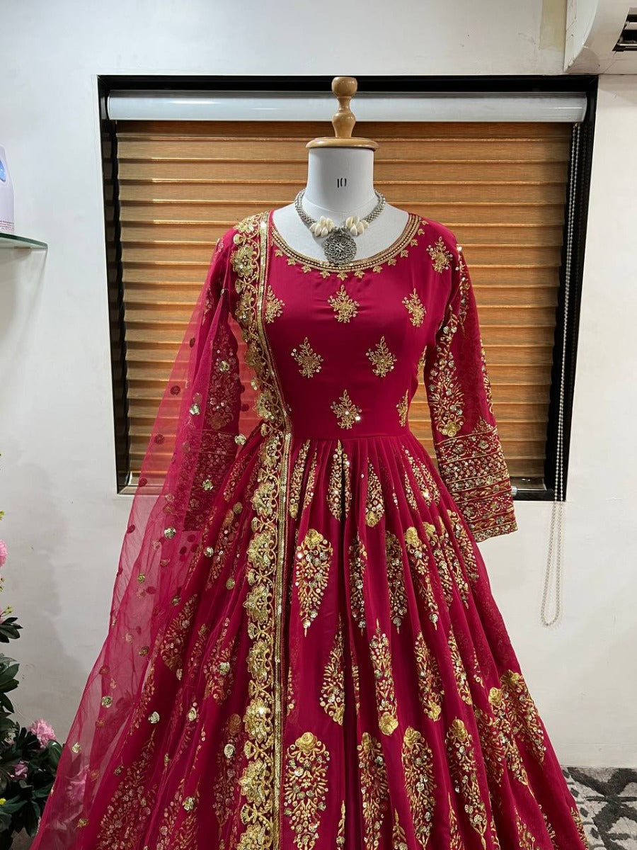 Launching New Designer Party Wear Look Fancy Gown & Dupatta Set.