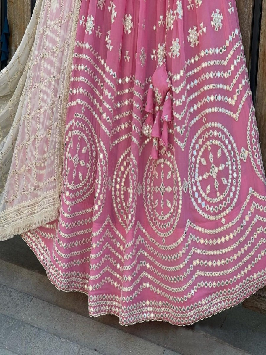 Presenting New Designer Lehenga -Choli Collaction In Gorgette Embroidery 9mm Sequence Work.