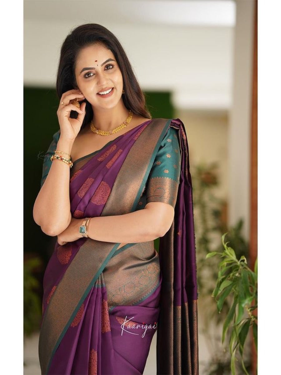 NEW LAUNCHING LICHI SILK BANARASI SAREE WITH COPPER WEAVING.