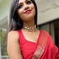 Launching Red Panel Lichi Silk Banarasi Saree.