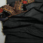 DESIGNER WEAR BLACK MAGIC FAUX GEORGETTE SAREE WITH HEAVY SEQUANCE EMBROIDERED WORK BLOUSE.