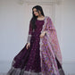 Launching New Premium Designer Party Wear Look Zari-Thread & Sequins Embroidery Sequence Work Gown & Dupatta.