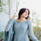 Launching New Designer Party Wear Look Embroidery Sequence Work Gown & Dupatta.