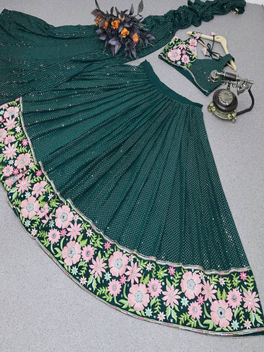 Presenting New Designer Embroidery Sequence Full Stitched Lehenga -Choli Collaction.