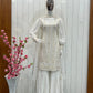 Beautiful Pure Lukhnowi Kurta Set Embroidery Cotton Thread Work Top - Sharara And Duppta Set.