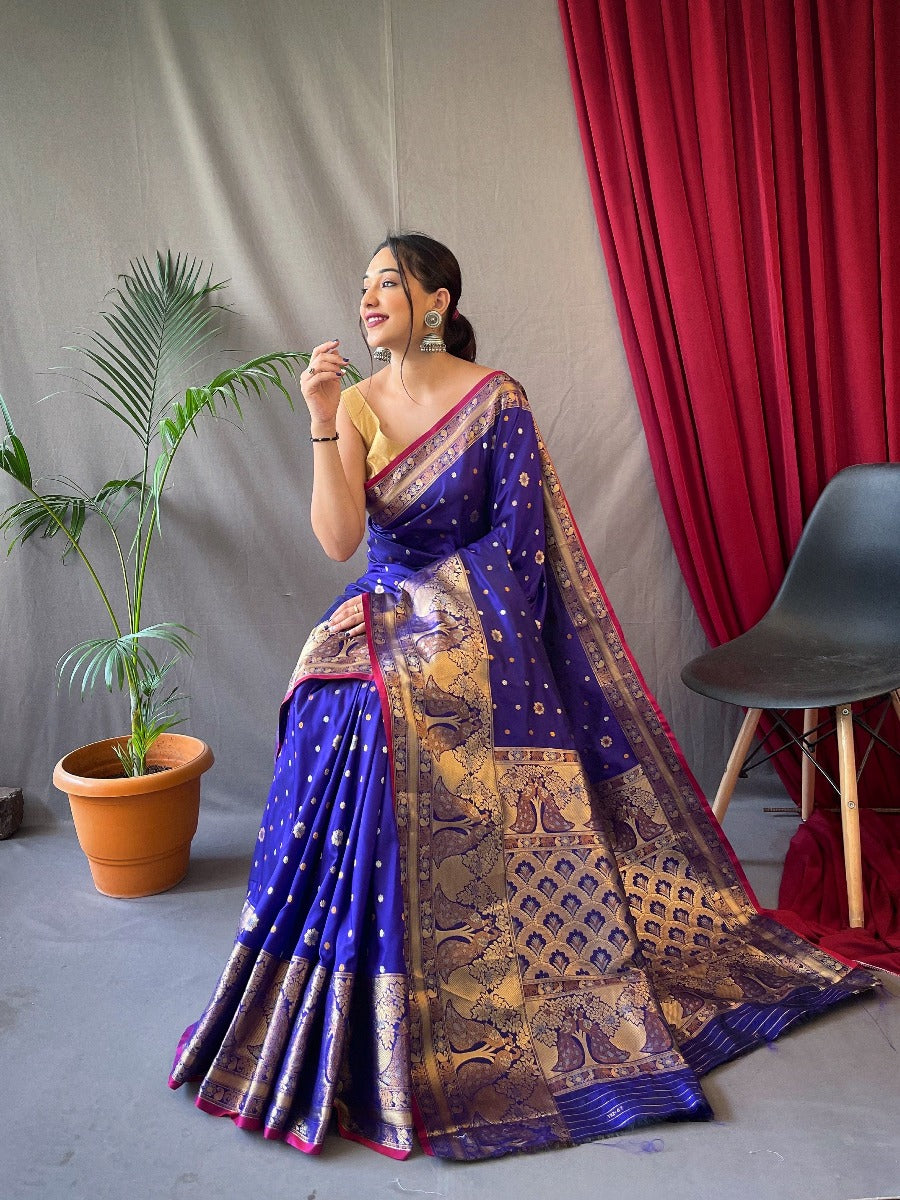 Pure soft silk kanchipuram saree with silver and gold zari weaved.