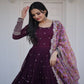 Launching New Premium Designer Party Wear Look Zari-Thread & Sequins Embroidery Sequence Work Gown & Dupatta.