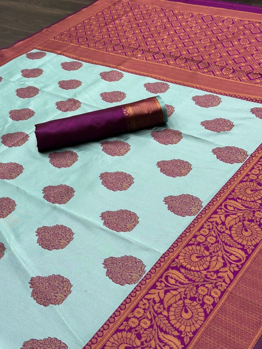 LAUNCHING LICHI SILK BANARASI SAREE WITH COPPER WEAVING.