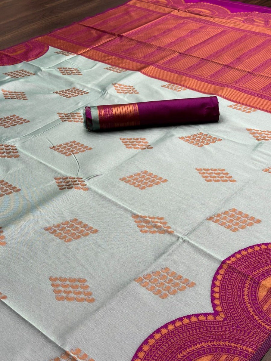 SUPER HIT PANEL COPER CONCEPT IN SILK SAREE WITH COPPER WEAVING ALL OVER.