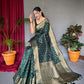 PRESENTING PURE SOFT SILK SAREE WITH COPPER AND GOLDEN ZARI WEAVED BORDER.