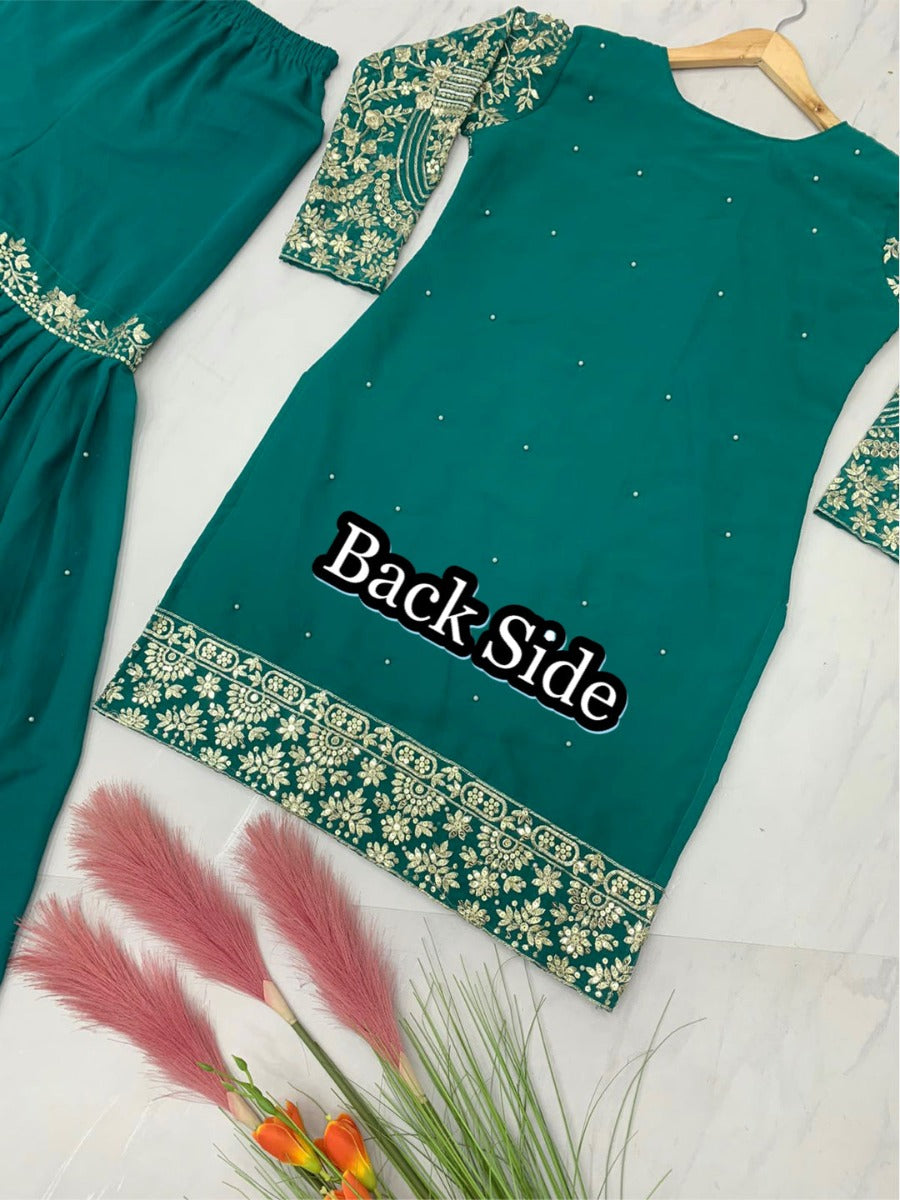 Launching New Designer Party Wear Look Top Plazzo & Dupatta Set.