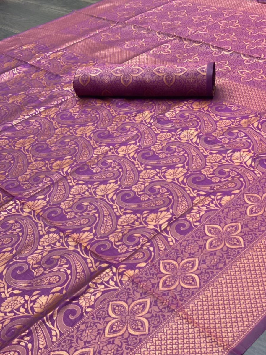 LAUNCHING LICHI SILK BANARASI SAREE WITH COPPER WEAVING.