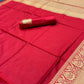 Launching Red Panel Lichi Silk Banarasi Saree.