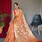 Banarasi Sea Green Woven Design Party Wear Saree In Pure Linen