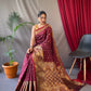 Pure soft silk kanchipuram saree with silver and gold zari weaved.