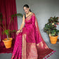 PRESENTING PURE SOFT SILK SAREE WITH COPPER AND GOLDEN ZARI WEAVED BORDER.