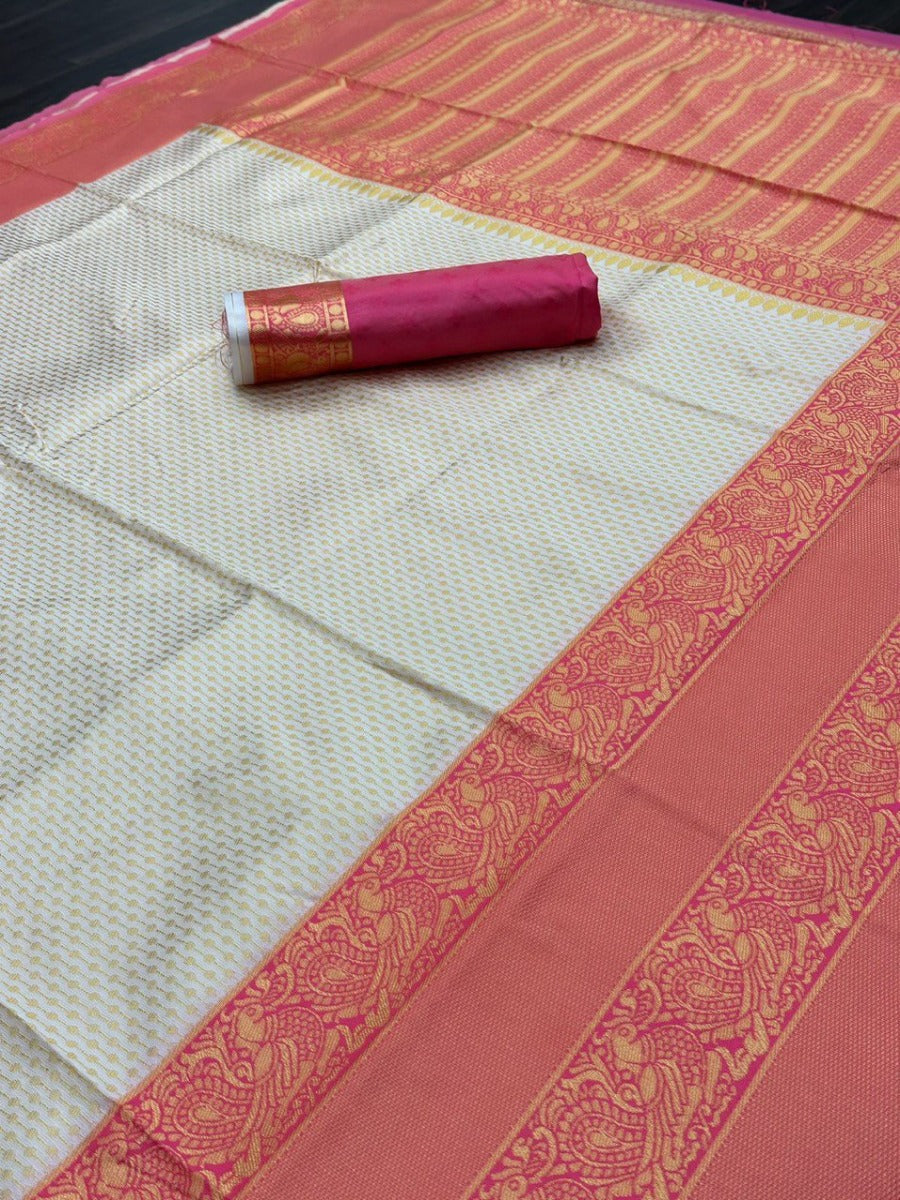 SUPER HIT WEDS SPECIAL LICHI SILK SAREE WITH RASPBERRY BY VOX.