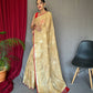 Banarasi Sea Green Woven Design Party Wear Saree In Pure Linen