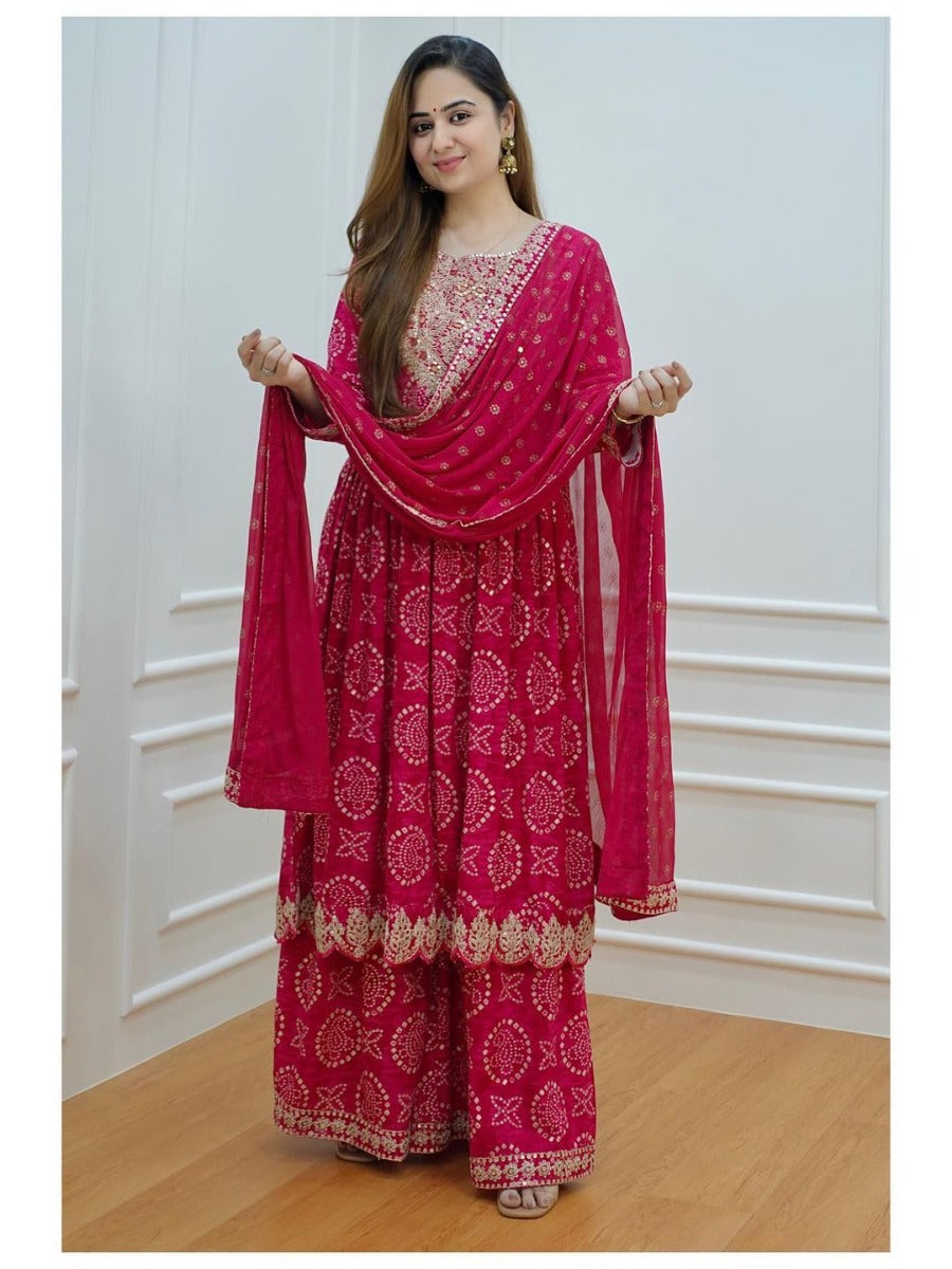 Launching New Designer Party Wear Look Embroidery Sequence Work Top Plazzo & Dupatta Set.