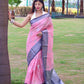 Presenting Pure Linen Saree With Chap Border.