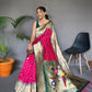 PURE PAITHANI SILK SAREE WITH PAITHANI RICH WEAVED PALLU WITH TASSELS.