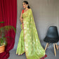 Banarasi Sea Green Woven Design Party Wear Saree In Pure Linen